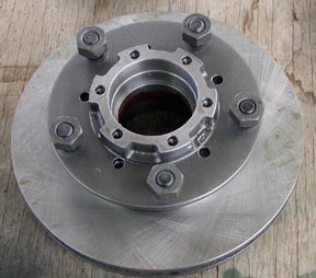 Front view of rotor and hub for Series Land Rover