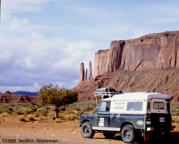 The Green Rover in Monument valley