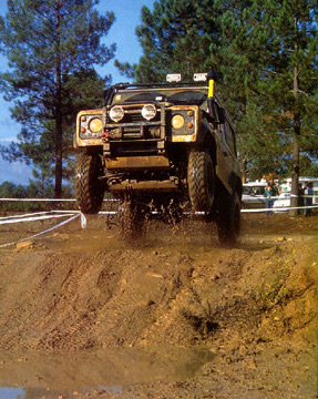 Land Rover Defender taking off