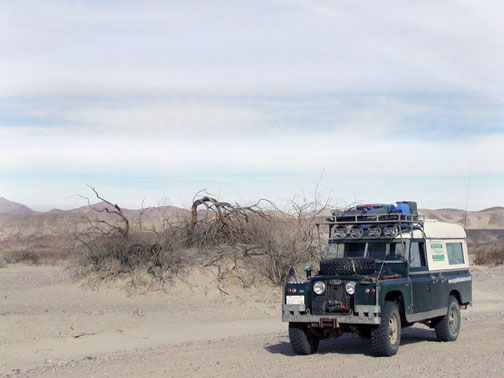 Land Rover Dormobile in dry wash