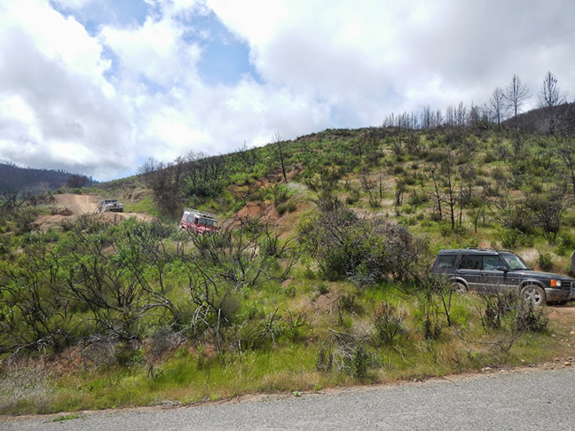 Land Rovers driving at Mendo XX